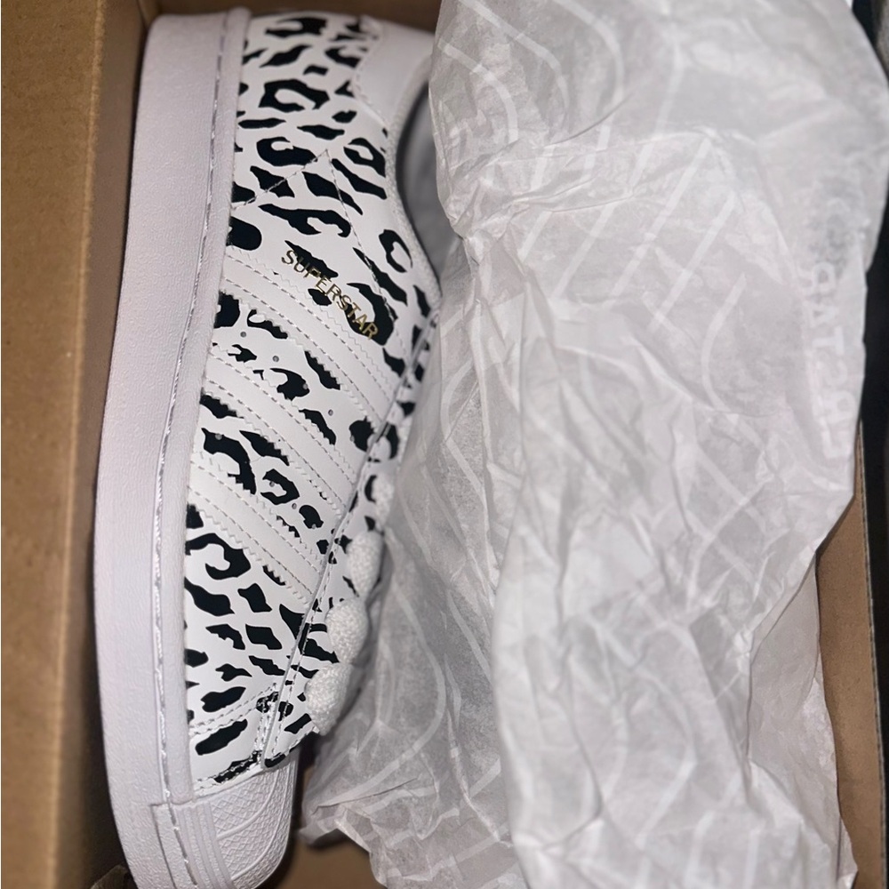 Adidas Women's White and Black Animal Print Sneakers